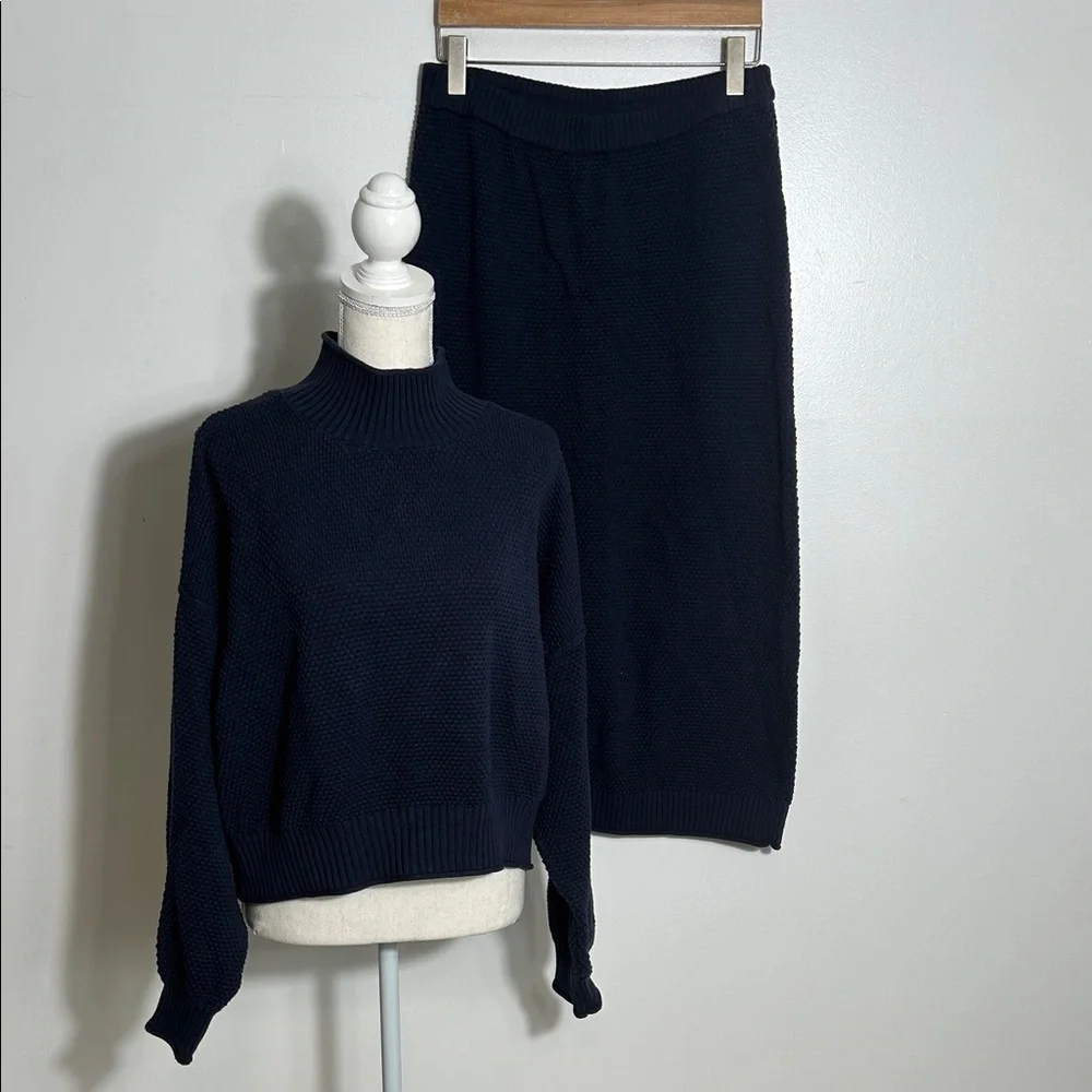 Free People Navy Knit Sweater and Skirt Set Large - Picture 1 of 7